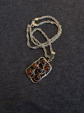 Daniel Steiger Sterling Silver Baltic Amber Bubble Pendant Necklace